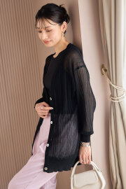 シアーロングVネックカーディガン