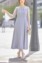 ビスチェレーススリーブドレス