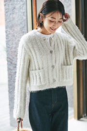 【SALE 拡大！】【金子麻貴さん着用】ラメシャギーリブカーディガン＊SALE品につき返品/交換/注文確定後の変更キャンセル不可＊