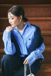 ９月中旬再販決定！【金子麻貴さん着用】エンブロイダリーカラーシャツ