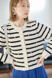 パールボーダーカーディガン