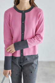 バイカラーニットカーディガン