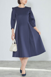 【【SALE 拡大！】】【&.NOSTALGIA navy】ショルダーコンシャスボンディングワンピース＊SALE品につき返品/交換/注文確定後の変更キャンセル不可＊