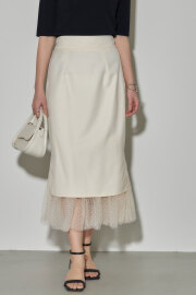 【SALE】ドットチュールレイヤードタイトスカート　＊SALE品につき返品/交換/注文確定後の変更キャンセル不可＊