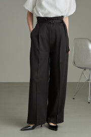 5月18日午前0:00ブラック、アイボリー、ピンク再販！ベルト付きタックストレートパンツ