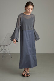 【3/15 SpringSALE】チュールプルオーバー+キャミワンピースアンサンブル＊SALE品につき返品/交換/注文確定後の変更キャンセル不可＊