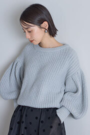 【2026 AUTUMN SALE】ボリュームスリーブ片畦ニットプルオーバー＊SALE品につき返品/交換/注文確定後の変更キャンセル不可＊