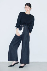 10月14日オフィシャルサイト限定少量再販！ハイウエストタックワイドデニム