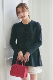 【SALE】【冨張愛さんコラボ】フリルペプラムニットカーディガン＊SALE品につき返品/交換/注文確定後の変更キャンセル不可＊