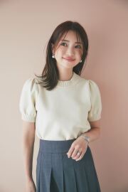 【9/6 SALE再値下げ！】【マシェリコラボ】半袖パフスリーブニット＊SALE品につき返品/交換/注文確定後の変更キャンセル不可＊