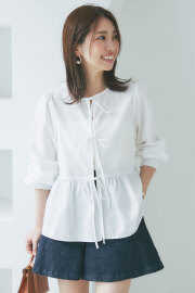 【7/5 SALE再値下げ！】【マシェリコラボ】前後2WAYリボンペプラムブラウス＊SALE品につき返品/交換/注文確定後の変更キャンセル不可＊