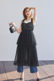 【美香さんコラボ】チュールレイヤードキャミワンピース＊SALE品につき返品/交換/注文確定後の変更キャンセル不可＊