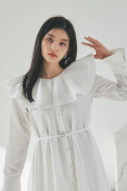 【8/15 SALE再値下げ！】フレア衿ロングワンピース＊SALE品につき返品/交換/注文確定後の変更キャンセル不可＊