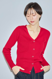 9月10日オフィシャルサイト限定再販！リボン釦リブVネックカーディガン