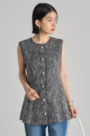 【2025 Summer SALE！】前後2WAYパールボタンツイードジレ＊SALE品につき返品/交換/注文確定後の変更キャンセル不可＊