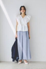 【松木育未さん着用】バイカラーサイドフレアパンツ