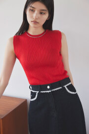 【SALE 拡大！】ノースリリブニットプルオーバー＊SALE品につき返品/交換/注文確定後の変更キャンセル不可＊