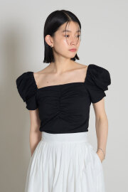 【8/27 0:00 SALE再値下げ！】スクエアネックギャザーカットソー＊SALE品につき返品/交換/注文確定後の変更キャンセル不可＊