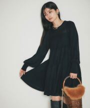 シアーティアードチュニック/ミニワンピ