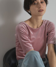 【FINAL SALE】ハーフスリーブベロアトップス＊SALE品につき返品/交換/注文確定後の変更キャンセル不可＊