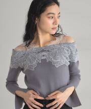 ショルダーレースニット