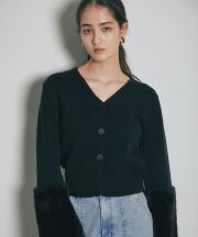 【2026 AUTUMN SALE】袖ファー付きカーディガン＊SALE品につき返品/交換/注文確定後の変更キャンセル不可＊