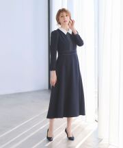 【美香さん着用】2WAY襟配色ステッチワンピース
