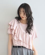 【接触冷感・汗染み防止・UVカット】2段フリルTシャツ