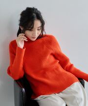 ９月中旬再販決定【入荷希望受付中☆】シアバターバックスリットボトルネックリブニット