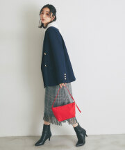 グレンチェックフリンジスカート