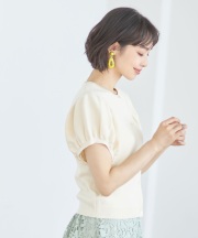 リネンタッチパフスリーブカーディガン　《Feminine style》