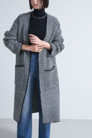 【OUTER SALE】ヘリンボーンジャガードニットカーディガン＊SALE品につき返品/交換/注文確定後の変更キャンセル不可＊