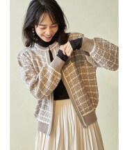 ツイードジャケット風ニットカーディガン