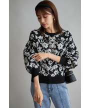 【WEB限定】花柄ジャガードニットカーディガン