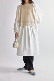 【WEB限定】片畦ニットソーレイヤード風ドッキングワンピース