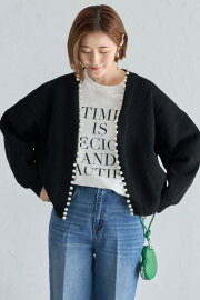 パール釦ダンボールカーディガン※一部店舗のみ入荷