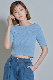 【Ayumiさんバイイング】【WEB限定】オフショルダーリブプルオーバー