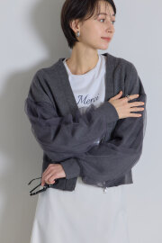 【2025 Summer SALE！】袖チュールWジップ裏毛カーディガン※一部店舗のみ入荷＊SALE品につき返品/交換/注文確定後の変更キャンセル不可＊
