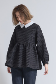 10月11日WEB限定再販！ふくれジャガード配色カラーブラウス