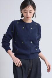 アルパカタッチフラワー刺繍カーディガン※一部店舗のみ入荷