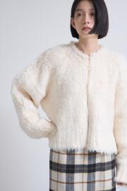 【OUTER SALE】シャギーノーカラージャケット＊SALE品につき返品/交換/注文確定後の変更キャンセル不可＊