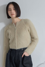 シャギーフロントジップカーディガン※一部店舗のみ入荷