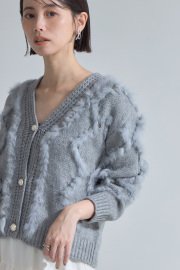 ファーデザインパールボタンカーディガン※一部店舗のみ入荷