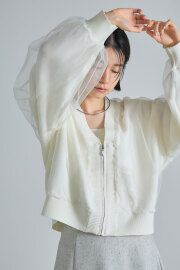 チュール重ねニットカーディガン※一部店舗のみ入荷