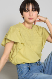【8/27 0:00 SALE再値下げ！】ピンタック袖フレアコットンブラウス＊SALE品につき返品/交換/注文確定後の変更キャンセル不可＊