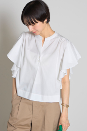 【8/27 0:00 SALE再値下げ！】ノーカラーラッフルフリルブラウス※一部店舗のみ入荷＊SALE品につき返品/交換/注文確定後の変更キャンセル不可＊