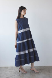 【8/27 0:00 SALE再値下げ！】配色ティアードワンピース※一部店舗のみ入荷＊SALE品につき返品/交換/注文確定後の変更キャンセル不可＊