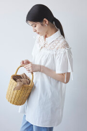 【8/27 0:00 SALE再値下げ！】レース切替ブラウス※一部店舗のみ入荷＊SALE品につき返品/交換/注文確定後の変更キャンセル不可＊