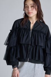 【FINAL SALE】チュールフリルブルゾン＊SALE品につき返品/交換/注文確定後の変更キャンセル不可＊