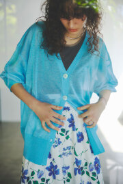 【8/27 0:00 SALE再値下げ！】メタリックシアーVネックカーディガン＊SALE品につき返品/交換/注文確定後の変更キャンセル不可＊